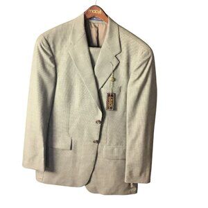 Chaps Ralph Lauren Mens 2-Piece Suit Wool Tailored Fit Black Multicolor 46L